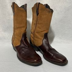 Durango Women’s Cowboy Boots. Size 10 M. Brown Smooth And Tan Suede Leather With Detailing. 1.5 Inch Heel. 10inch Shaft Measurements In Photos. Great Shape. Cowboy Boots Women, 5 Inch Heels, Tan Suede, Suede Leather, Cowboy Boots, Cowboy, Size 10, Boots, Heels