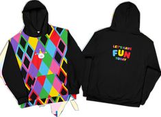 Winter Fun Hoodie With Letter Print, Fun Winter Hoodie With Letter Print, Fun Letter Print Hoodie For Winter, Playful Hooded Hoodie For Streetwear, Fun Winter Hoodie, Fun Cotton Hooded Hoodie, Fun Cotton Hoodie, Playful Multicolor Hoodie With Drawstring, Playful Letter Print Hoodie Sweatshirt