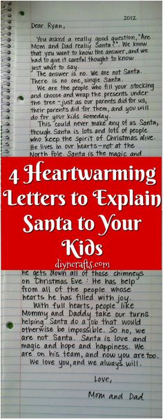 a handwritten letter to explain santa to your k08, with the text in red