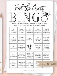 a printable wedding game for the guests to play