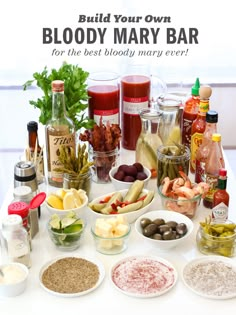 The Best Bloody Mary Recipe (+ DIY Bloody Mary Bar) - foodiecrush .com Foodie Crush, Cheese Burger, Food Party, Mocktail Recipe, Brunch Party, Easter Brunch