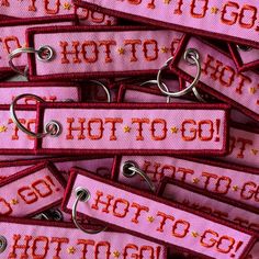 PRE-ORDER! SHIPPING AROUND 1/15/25 - 1/20/25! Hot To Go Embroidered Keychain Measures 4 inches in diameter.