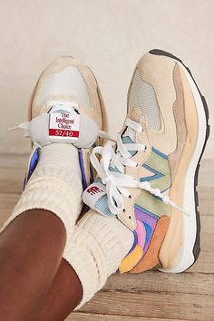 An updated take on a classic silhouette, these so sporty and retro-inspired sneakers by New Balance\t\t\t\t\t\t\t\t\t\t\t\t\t\t\t\t\t\t\t\t\t\t\t\t\t feature a soft textile upper and sleek silhouette with wavy exaggerated details, reflective accents, and oversized N branding.* Lace-up closure* Cushioned footbed* Durable treaded outsole Fitness Style, Quoi Porter, Hippy Chic, Colorful Shoes, Winter Trends, Crazy Shoes