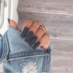 Grey Nails, Nagellack Trends, Gray Nails, Matte Nails, Gorgeous Nails, Cute Acrylic Nails, Perfect Nails, Acrylic Nail Designs