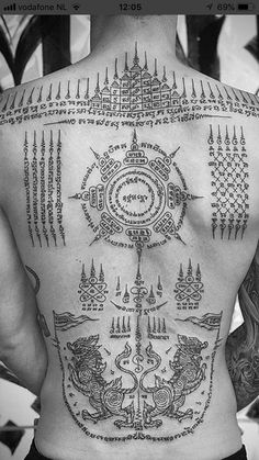 the back of a man with tattoos on his body