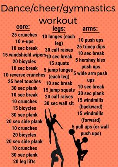 a poster with instructions on how to do the dance / cheer / gymnastics workouts