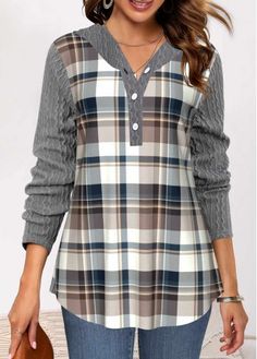 Color:Grey;Size:S;Size:M;Size:L;Size:XL;Package Contents:1 X Hoodie;Occasion:Other; Cozy Plaid Long Sleeve Top, Casual Gray Tops For Fall, Cozy Long Sleeve Gray Top, Cozy Gray Long Sleeve Top, Heather Grey Long Sleeve Tops For Fall, Casual Heather Grey Tops For Fall, Magic Clothes, Tartan Fashion, Women Blouses Fashion