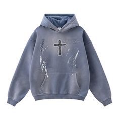 Cross Wave Oversized Graphic Hoodie - h0neybear