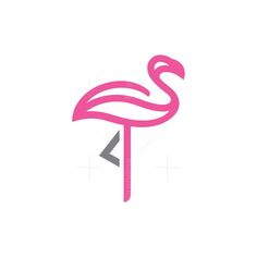 a pink flamingo standing on top of a wooden pole with an arrow in it