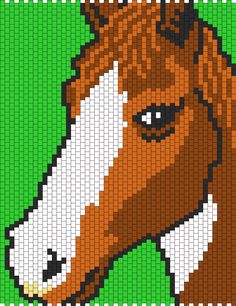 an image of a horse made out of legos on a green background with white dots