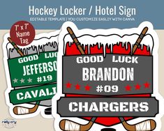 hockey locker / hotel sign stickers