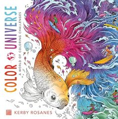 an adult coloring book with colorful fish in the water and waves on it's cover