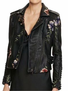 Size: Modal Show Detail Show(100% real by ourself) Street Moto, Embroidered Leather Jacket, Faux Leather Jacket Women, Dress Up Jeans, Black Punks, Print Embroidery, Estilo Boho Chic, Jackets Women, Embroidered Leather