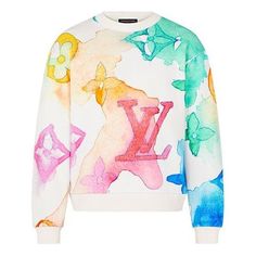 Men's LOUIS VUITTON SS21 Printing Hoodless Classic 1A8QV6 Louis Vuitton Watercolor, Bridal Logo, Watercolor Monogram, Monogram Sweatshirt, Lv Men, Louis Vuitton Official, Mens Designer Fashion, Fashion Books, White Sweatshirt