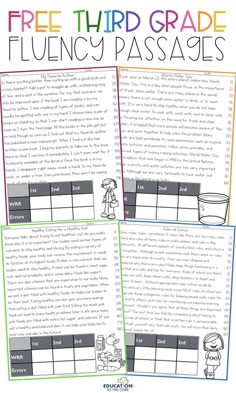 the free second grade flunchy passages for students to use in their classroom