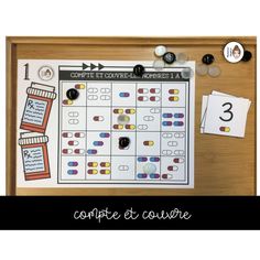 a bulletin board with buttons and magnets on it that says compte et couvere