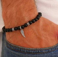 Mens Onyx Bracelet, Mens Cuff Bracelets, Tube Bracelet, Silver Jewelry Earrings, Braided Leather Bracelet, Jewelry Beaded, Onyx Bracelet, Men's Bracelet, Onyx Gemstone