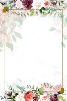 a floral frame with pink and red flowers