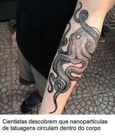 an octopus tattoo on the arm of a man