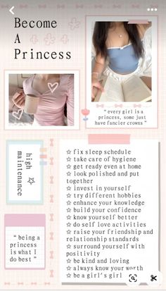 Pink Glow Up Aesthetic, How To Dress Like A Princess, How To Become A Princess, Princess Glow Up, Wonyoungism Aesthetic Pictures, How To Be More Girly Tips, Princess Life Aesthetic, How To Be A Princess, How To Become White