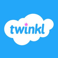 the word twnkl is written in blue and white clouds