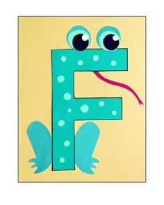 the letter f is for frog craft with an image of it's face and eyes