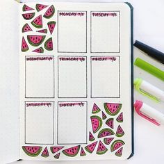 Organizing Journal, Bullet Journal Weekly Layout, Bullet Journal Lists, Ripe Mango