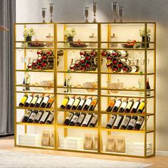 a wine rack filled with lots of bottles