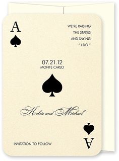 the back side of a playing card with two hearts and spades on it, which reads we're raising the stakes and saying monte carlo