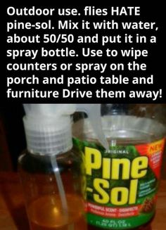 a bottle of pine soi sitting on top of a table