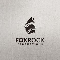 the logo for foxrock production is shown in black and white, with an image of a shark on it