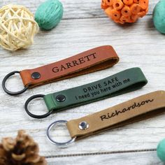 Set of 3 Slim Personalized Leather Keychain , Real Leather, Same Day Shipping, Free Shipping US-Lucasgift Leather Keychains, Bachelor Party Gifts, Beauty Brushes, First Communion Gifts, Event Gifts, Closing Gifts, Confirmation Gifts, Christening Gifts, Engraved Items