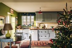 Christmas with Luke Edward Hall and Duncan Campbell in their Cotswold cottage Carriage House Kitchen, Duncan Campbell, Luke Edward Hall, Cotswold Cottage, Blue Ottoman, Edward Hall, Hall House, English Cottages, English Country Cottage