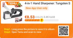 an ad for temu's 4 - in - 1 hand sharper tunster