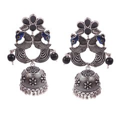 Overview These stylish Jhumka Earrings set from JewelryTrack will certainly leave you spellbound. These Jhumka Earrings set have an excellent finish and gives out an exquisite sense of style. If you are looking for an amazing Fashion Jewelry set for special occasions such as Anniversary, Engagement, Party, Wedding or for gifting , then your search ends here. Item Description: The look is stunning and preciously suitable for all kinds of dressy occasions. COLOR : Silver Metal: Brass With Good Qua Navratri Peacock Design Jhumkas, Peacock Design Jhumkas For Party And Festivals, Festival Peacock Design Jhumkas For Parties, Gift Peacock Design Jhumkas, Party Peacock Design Jhumkas For Festivals, Bollywood Silver Jhumkas With Peacock Design, Chandbali Danglers With Peacock Design, Bollywood Peacock Danglers For Navratri, Navratri Gift Peacock Design Danglers