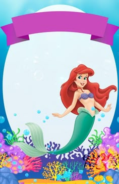 the little mermaid is swimming under the water