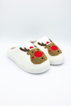 The perfect cozy shoes are these MIA Christmas Reindeer Slippers for Women in Cream! Super soft and cozy, these slippers feature a fuzzy lined interior, fun print on top uppers, and a memory foam footbed for extra comfort. These are perfect for the upcoming chilly season and they are perfect for a cozy day at home or a quick errand out and about during the hustle and bustle time of year! Features: MIA Shoes Style: GS1412401-REINDEER Color: Cream Slippers Fuzzy lined and outlined Christmas Reindeer design on the upper Memory foam footbed Rubber outsoles Slip on Hand wash warm, hang to dry Reindeer Slippers, Cozy Shoes, Christmas Slippers, Bunny Slippers, Christmas Shoes, Cozy Day, Youth Shoes, Mia Shoes, Slippers For Women