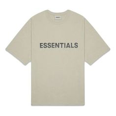 Fear of God Essentials FW20 Logo Tee 'Moss' FOG-FW20-291 (Men's/Short Sleeve/Gift Recommend/Gift to Boyfriend) Beige Logo Print Top For Streetwear, Classic Beige Tops For Streetwear, Gift To Boyfriend, Fear Of God Essentials, Fear Of God, Logo Tee, Logo Tees, Stylish Sneakers, Casual T Shirts