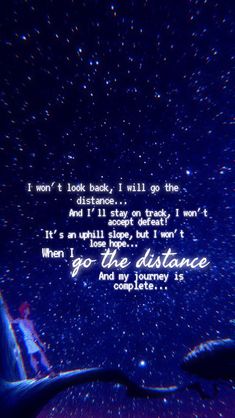 the words are written in white on a dark blue background with stars and space around it