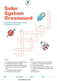 the solar system crossword puzzle