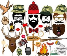 a group of people with different types of hats and beards, including deer heads