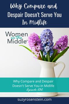 “Compare and despair” doesn’t typically serve you in midlife. Comparing yourself to others can lead to a variety of negative emotions and can affect your confidence. Today’s episode teaches you what compare and despair looks like and feels like. Once you increase your awareness and understanding, you can learn to engage in it less. Once you know the mechanics of the cycle, you can learn how to manage your mind so you do it less.