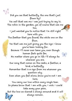 a poem written in watercolor with butterflies