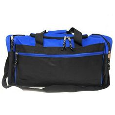 Two Tone Square Heavy Duty Duffle Bags Great Bag For Travel, Sports, Gym, School, Workout, Luggage, Carry-On. This zippered duffle bag has large main compartment, two end zippered pockets, front zippered pocket, adjustable handle and detachable shoulder strap. MATERIAL:600D Polyester SIZE:21" x 10" x 9" COLORS: BLACK ROYAL / BLACK RED / BLACK Size: one size.  Age Group: adult. Sporty Rectangular Travel Bag With Luggage Sleeve, Sporty Rectangular Bag With Luggage Sleeve, Large Capacity Rectangular Gym Bag For Outdoor Activities, Black Rectangular School Travel Bag, Rectangular Black School Travel Bag, Rectangular Travel Bag With Luggage Sleeve For Gym, Large Rectangular Travel Bag For Gym, Sporty Rectangular Gym Bag With Luggage Sleeve, Large Capacity Rectangular Travel Bag For Gym