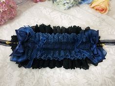 Hairband Width: 16cm.Haiband Length: 37cm.Bowknot Size: 13*6cm.Attention: This price includes a hairband only, others are not included. Lace Hairband, Gothic Lolita, Blue Lace, Headdress, Size 13, Dark Blue, Hair Accessories, Lace, Hair