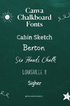 an image of a chalkboard with the words cabin sketch berton and louisville ii