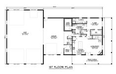 the first floor plan for a two story house