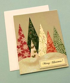 a card with christmas trees on it