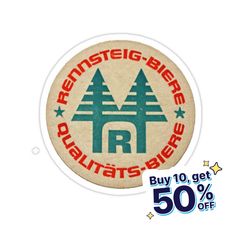 a round sticker with the words rensteig - bieres on it