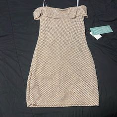 Short Nude/Tan Dress With Sparkles. Strapless. Never Been Worn Beige Strapless Mini Dress For Summer, Beige Strapless Dress For Summer Nights, Beige Strapless Bodycon Dress For Party, Beige Sundress For Party, Strapless Beige Bodycon Dress For Spring, Beige Strapless Mini Dress For Party, Beige Strapless Sundress, Beige Off-shoulder Mini Dress For Date Night, Beige Sequined Sleeveless Mini Dress